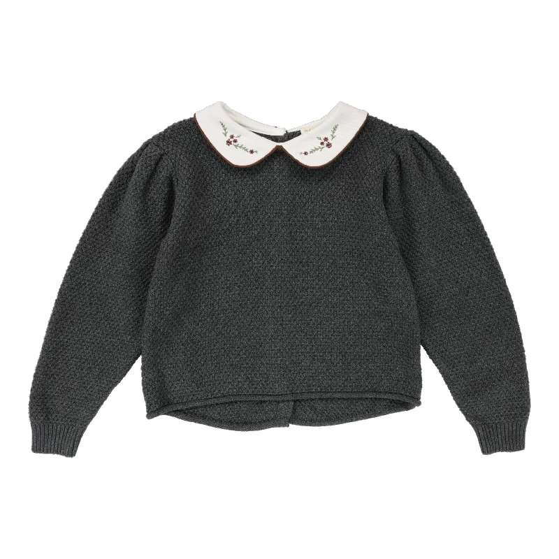 Analogie By Lil Legs Peter Pan Knit Sweater GreyAcrylic Knit Tops