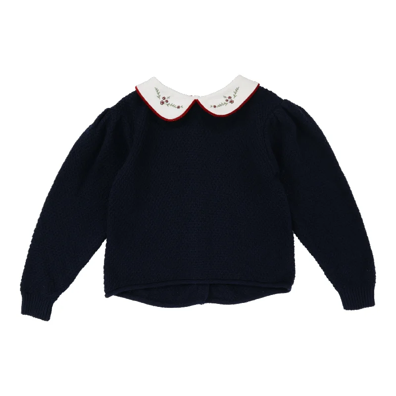 Analogie By Lil Legs Peter Pan Knit Sweater NavyMohair Knit Tops