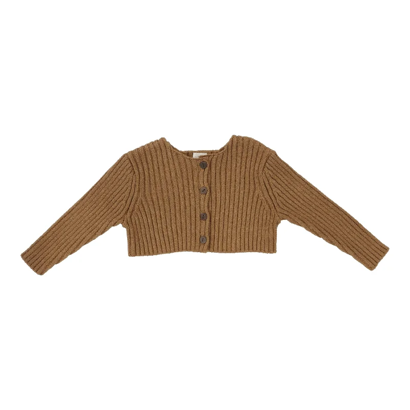 Analogie By Lil Legs Rib Knit Shrug CamelV-Neck Knit Tops