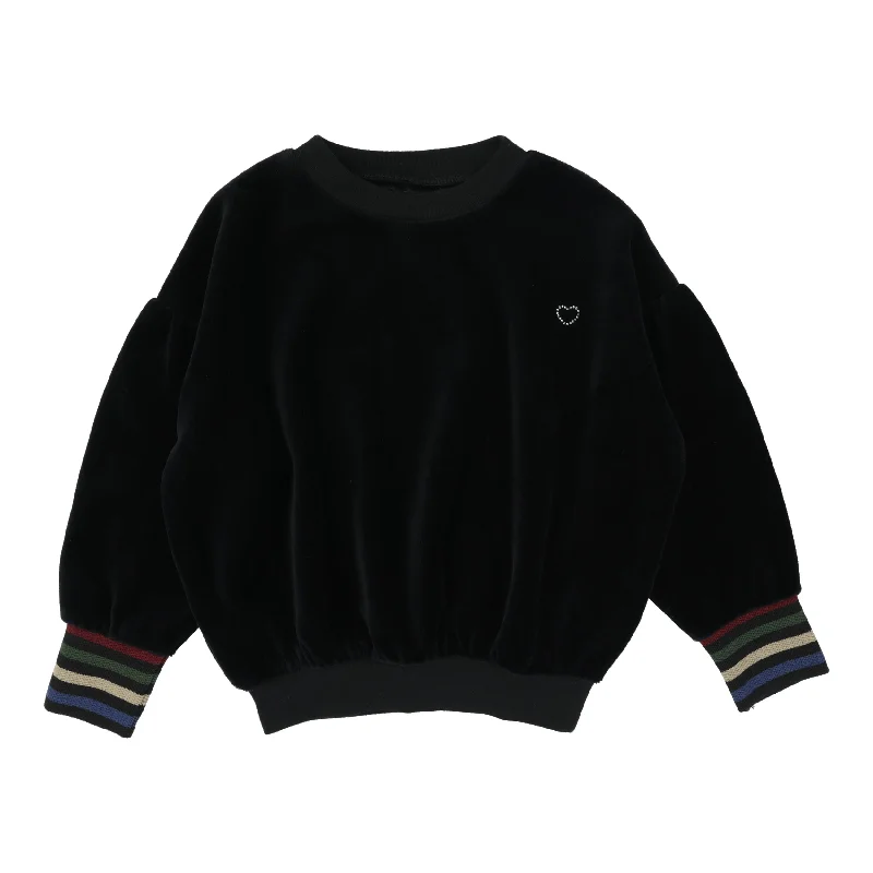 Analogie By Lil Legs Velour Sweatshirt Girl Black GirlHunting Knit Tops