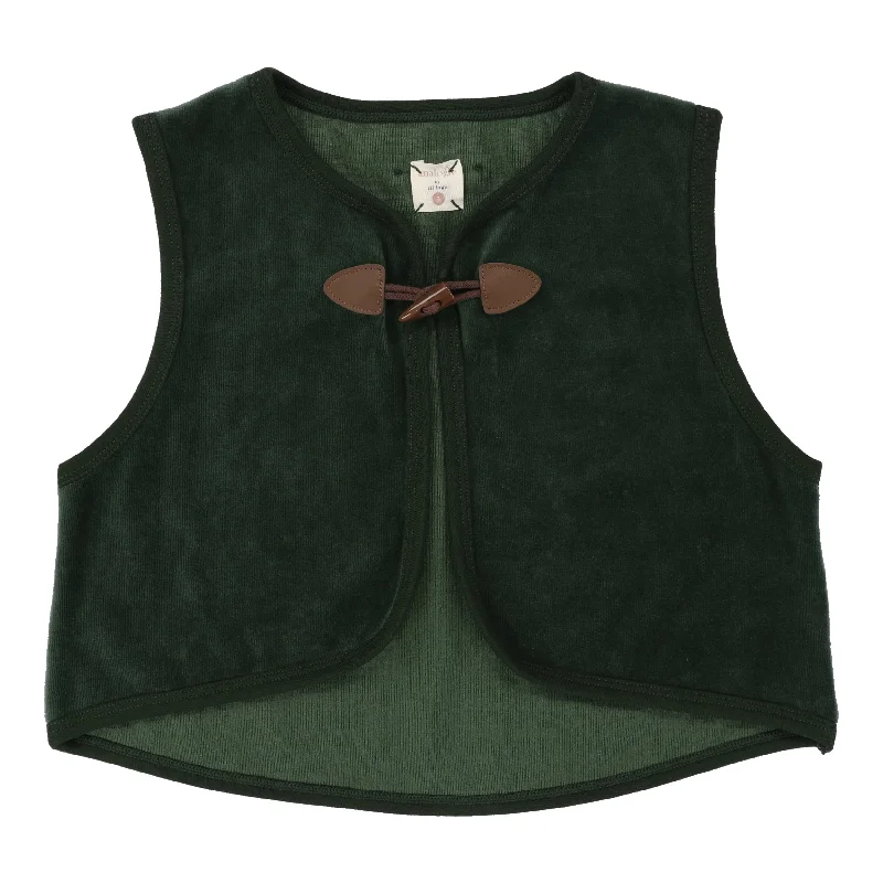 Analogie By Lil Legs Velour Toggle Vest GreenPunk Knit Tops