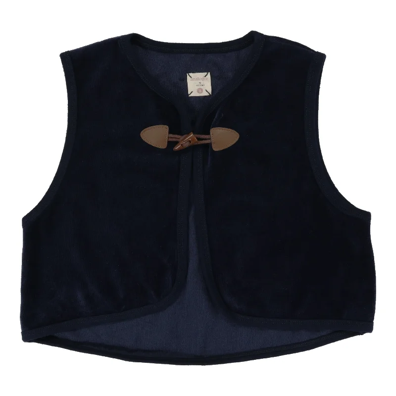 Analogie By Lil Legs Velour Toggle Vest NavyUrban Knit Tops