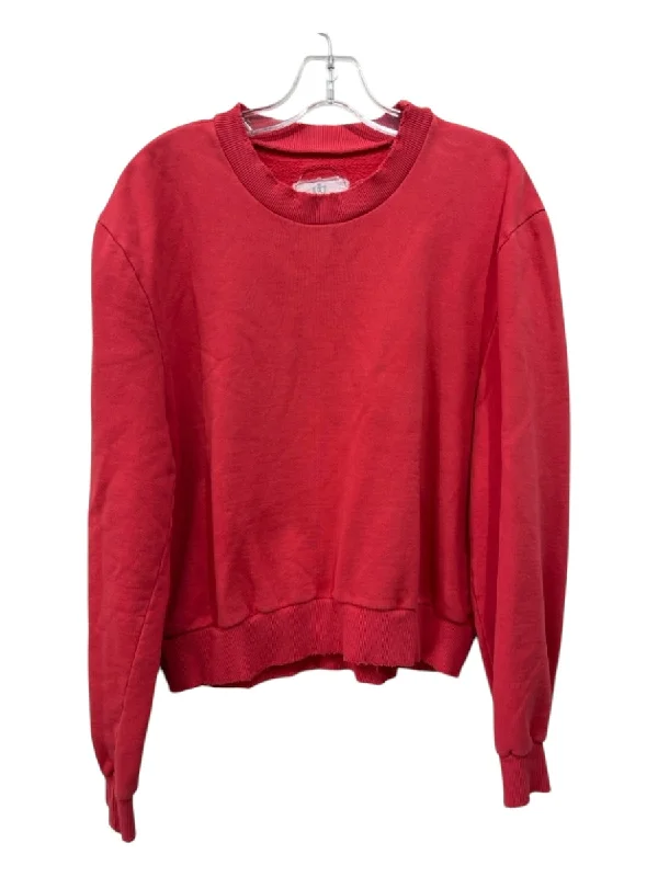 AS65 Size Large Faded Red Cotton Long Sleeve Distressed Ribbed SweaterRibbed Cuff Knit Tops