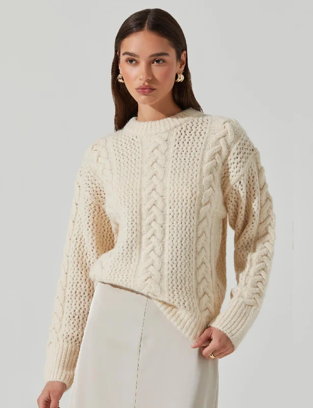 Lisbeth Sweater, CreamOff-Shoulder Knit Tops