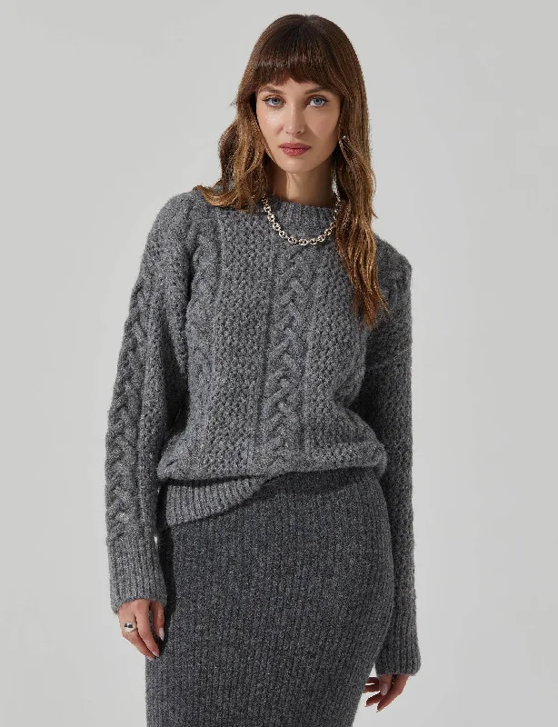 Lisbeth Sweater, GreyColorblock Knit Tops