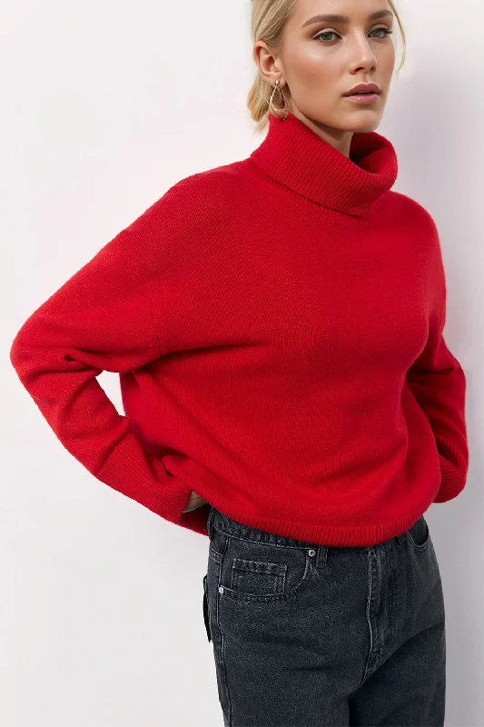 Basic Bae Turtleneck Long Sleeve Dropped Shoulder SweaterStreetwear Knit Tops