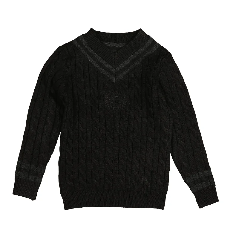 Belati Green Cable V-Neck Emblem Knit (BKN380)Acrylic Knit Tops