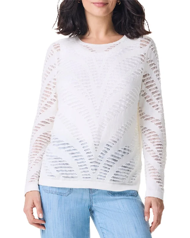 Nic+Zoe Placed Pointelle SweaterMetallic Knit Tops