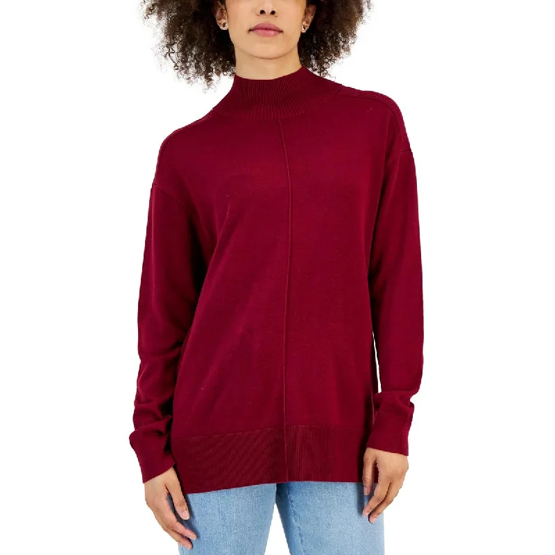 Womens w Cotton Mock Turtleneck SweaterOversized Knit Tops