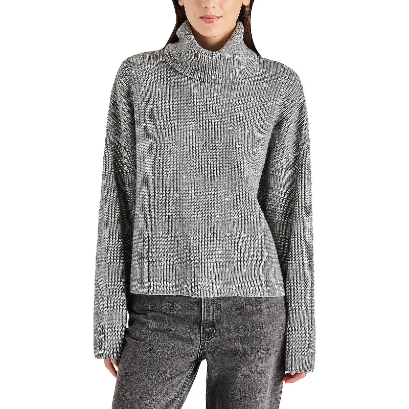 Astro Womens Heathered Long Sleeve Turtleneck SweaterFringed Knit Tops