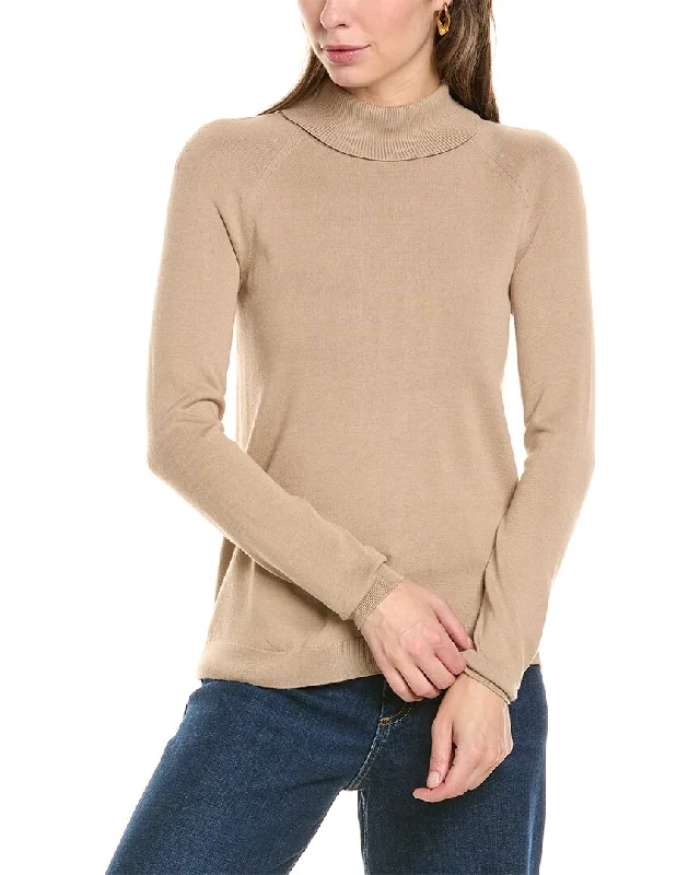 Lafayette 148 New York Raglan Sleeve Turtleneck Wool SweaterTurtleneck Knit Tops