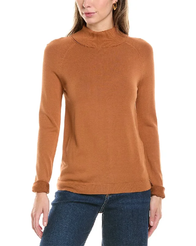 Lafayette 148 New York Raglan Sleeve Turtleneck Cashmere SweaterRuffled Knit Tops