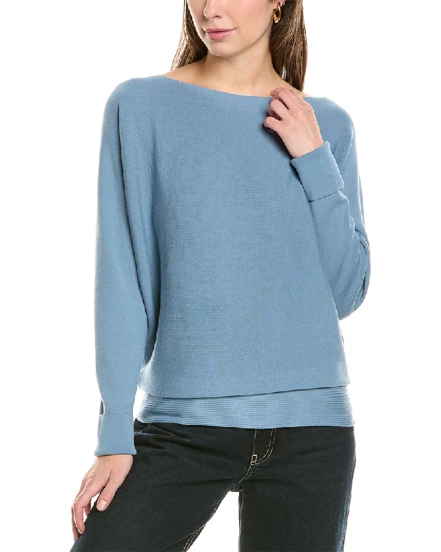 Lafayette 148 New York Bateau Neck Dolman Wool SweaterLayered Knit Tops