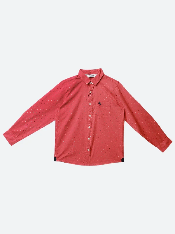 Boy's Dark Peach Full Sleeves ShirtSkateboard Knit Tops