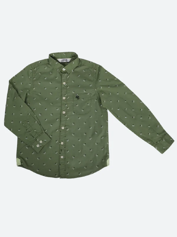 Boy's Green Full Sleeves ShirtsCollege Knit Tops