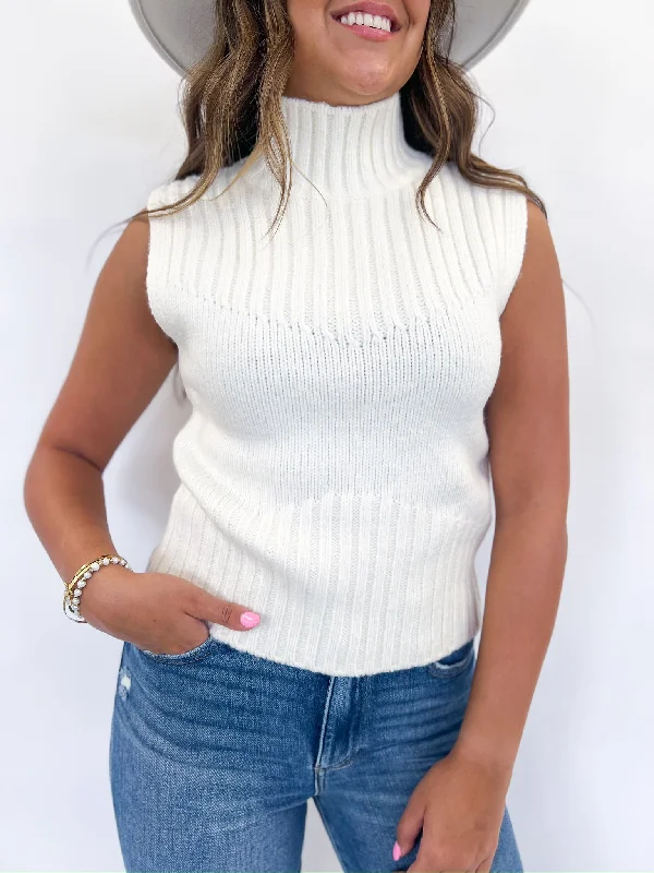 Cream Serin SweaterStudded Knit Tops