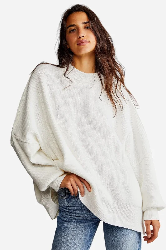 Free People Easy Street Tunic in Painted WhiteBoat Neck Knit Tops