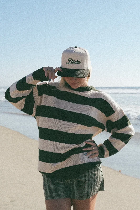 Evergreen Stripe SweaterCable Knit Tops