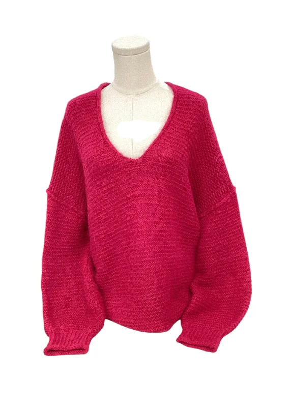 Free People Women's Alpaca Sweater Pink SStatement Knit Tops