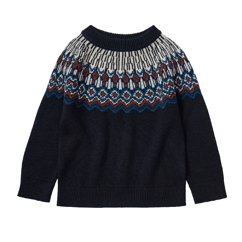 Fub Dark Navy Fair Isle Sweater (3124 Aw)Embellished Knit Tops