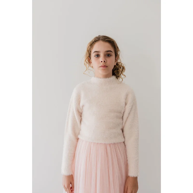 Gold Label By Petite Amalie Ivory (Cream) Fluffy SweaterStreetwear Knit Tops