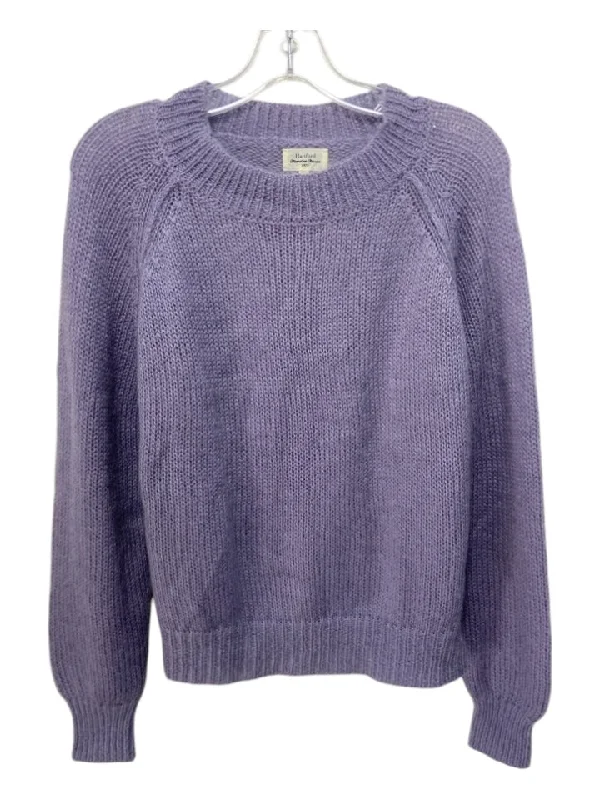 Hartford Size 2 Purple Nylon & Mohair Mock Neck Rib Knit Fuzzy SweaterCamping Knit Tops