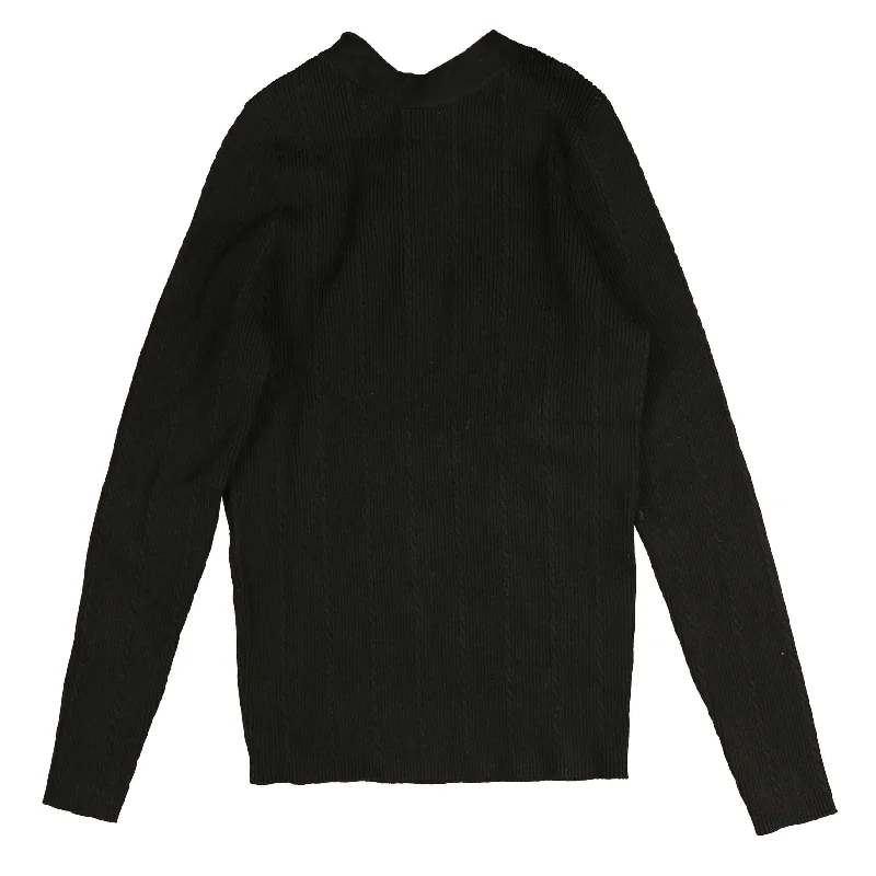 Hev Black Mock Neck Knit With Back ButtonsWinter Knit Tops