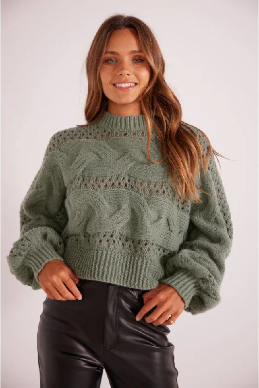 Minkpink Kaine Cable Knit SweaterAlpaca Knit Tops