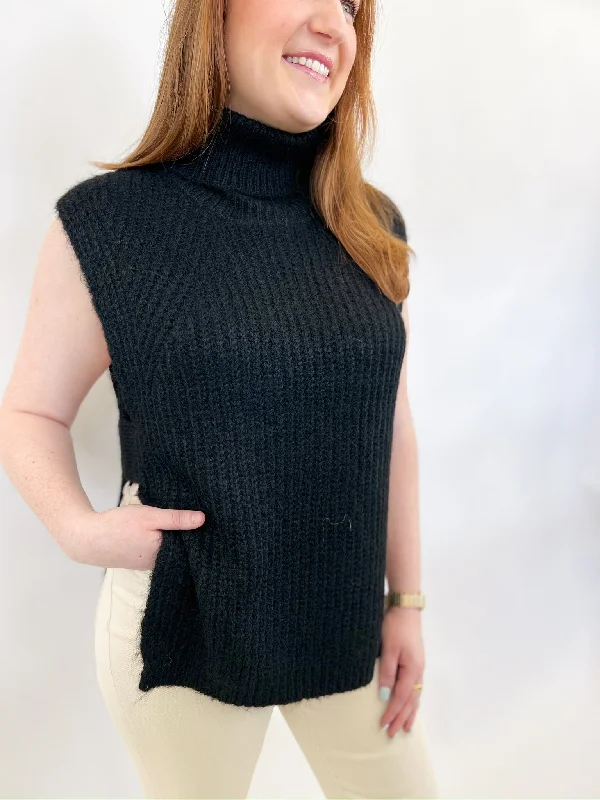 Kallie Black SweaterCropped Knit Tops