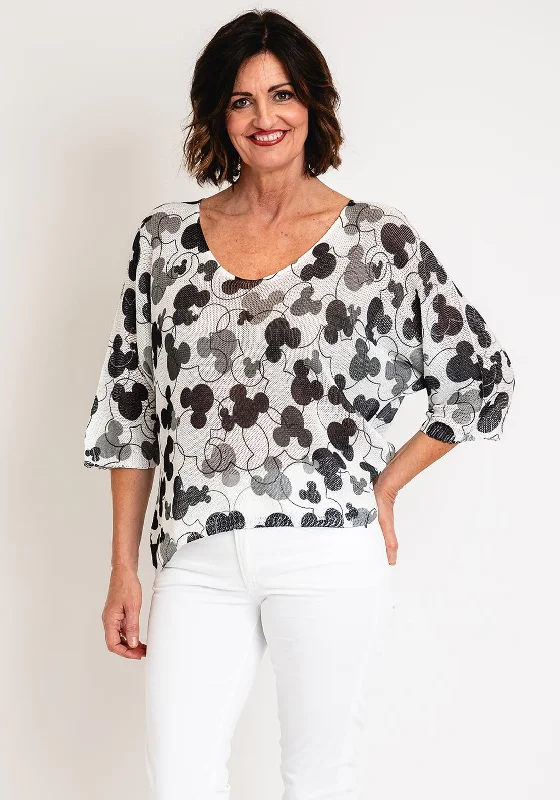 Serafina Collection One Size Mouse Print Jumper, BlackKnit Loose