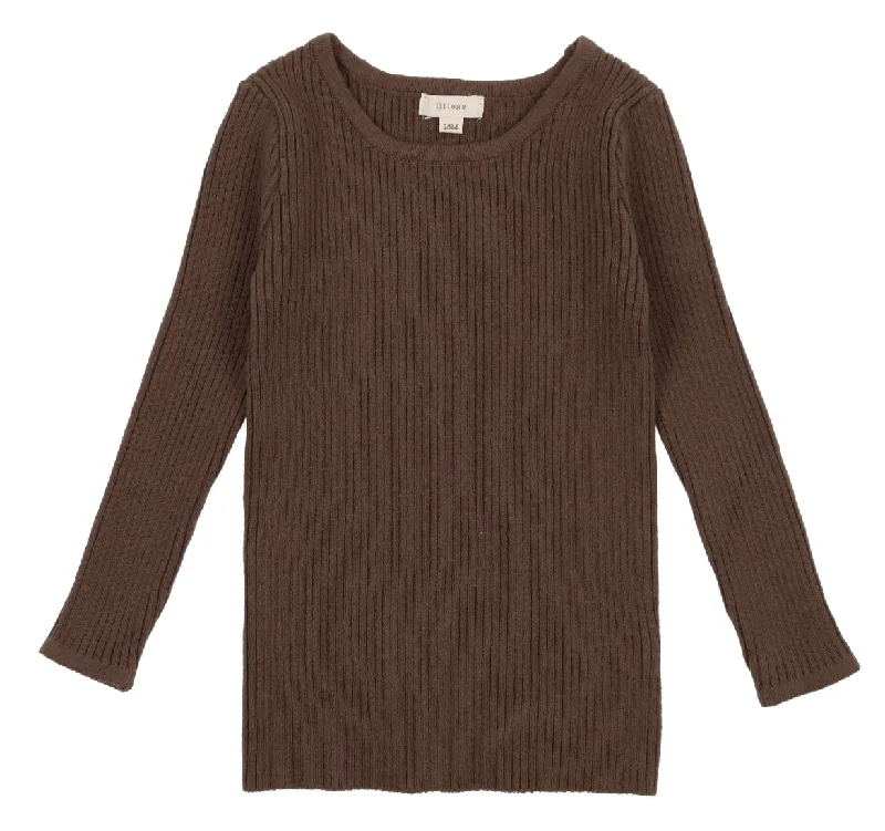 Lil Legs Knit Crewneck Sweater BrownGlitter Knit Tops