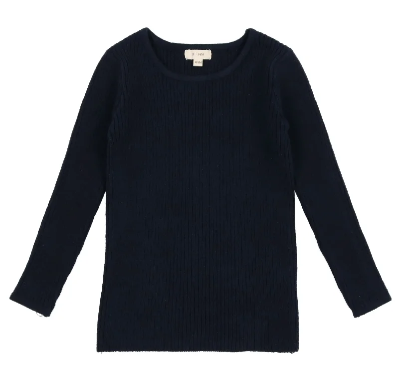 Lil Legs Knit Crewneck Sweater NavyStudded Knit Tops