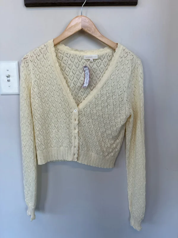 Loveshackfancy Size M Cream Organic Cotton Long Sleeve Hearts Knit SweaterStatement Knit Tops