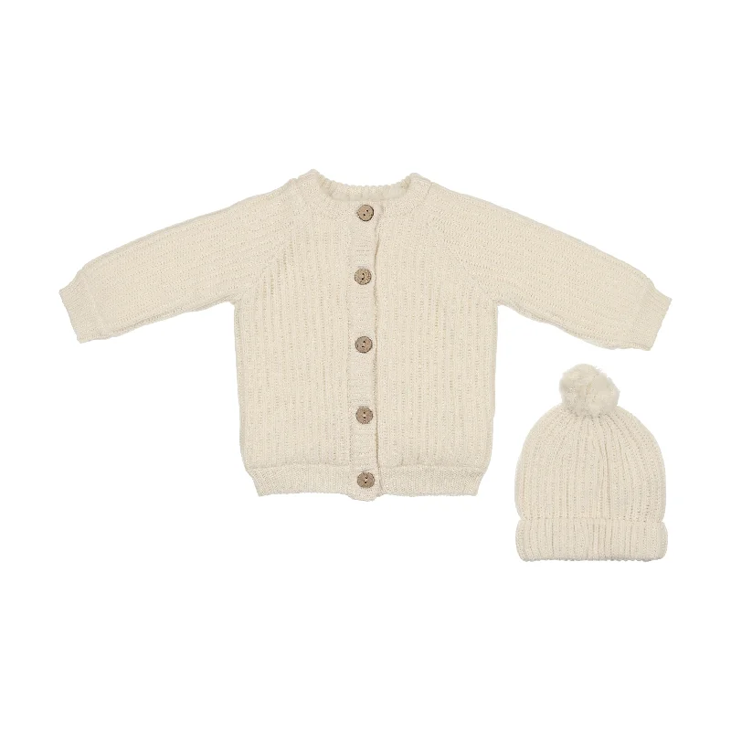 Mema Knits Cream Hooded Knit JacketHemp Knit Tops