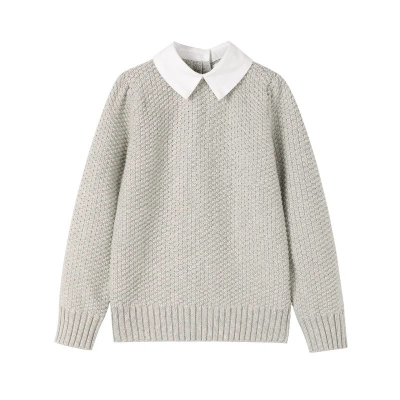 Nou Nelle Boys Collar Knit SweaterStatement Knit Tops