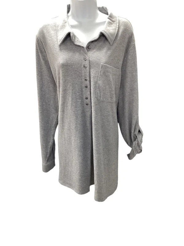 NWT Soft Surroundings Women's Tunic Gray 2X/22Lace-Up Knit Tops