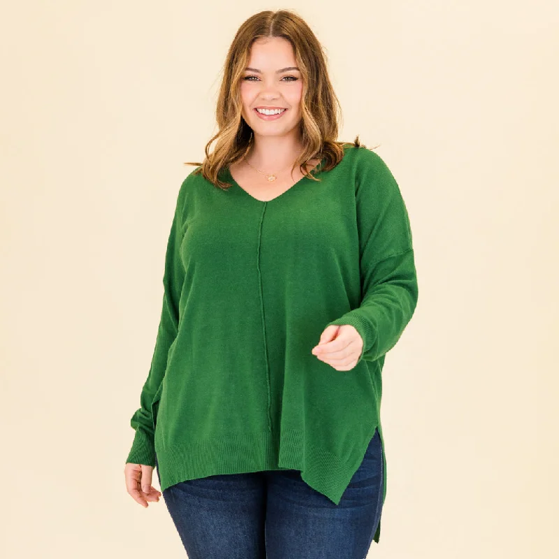 Perfect For Outside Sweater, Heather Dark GreenUrban Knit Tops