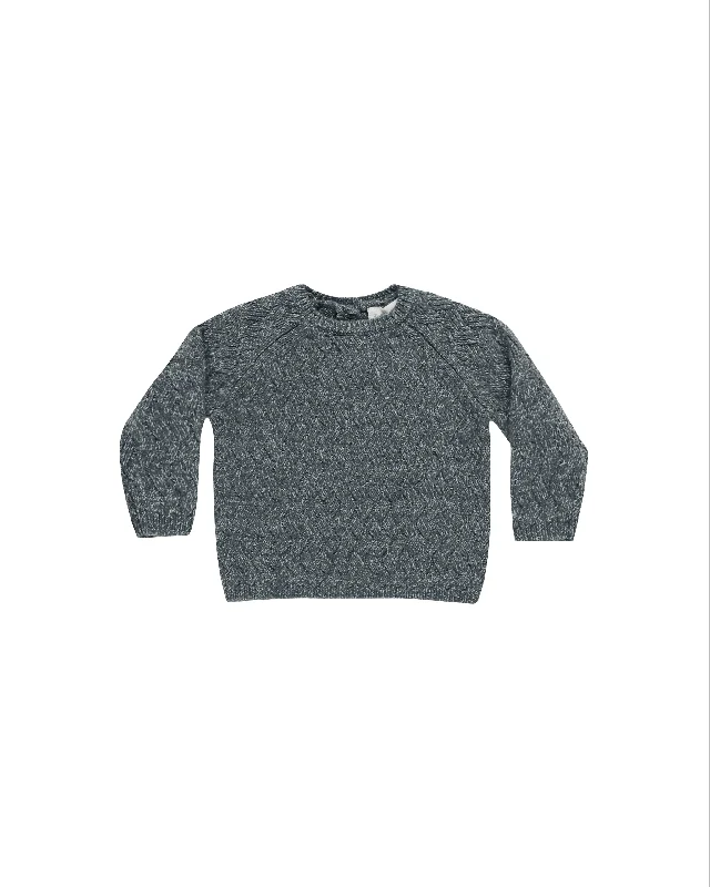 Quincy Mae Knit Sweater Heathered IndigoRuffled Knit Tops