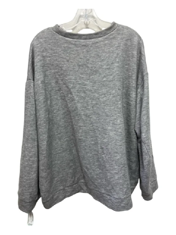 Raey Size 10 Gray Cashmere Scoop Neck Heathered SweaterMetallic Knit Tops