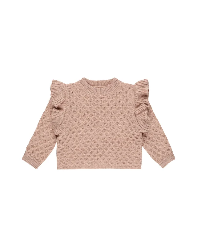 Rylee + Cru La Reina Sweater RoseFringed Knit Tops