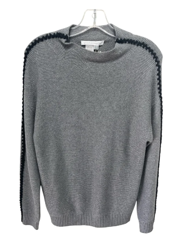 Stitch & Needle Size S Gray & Black Cotton & Cashmere Blend Mock Neck SweaterAthletic Knit Tops