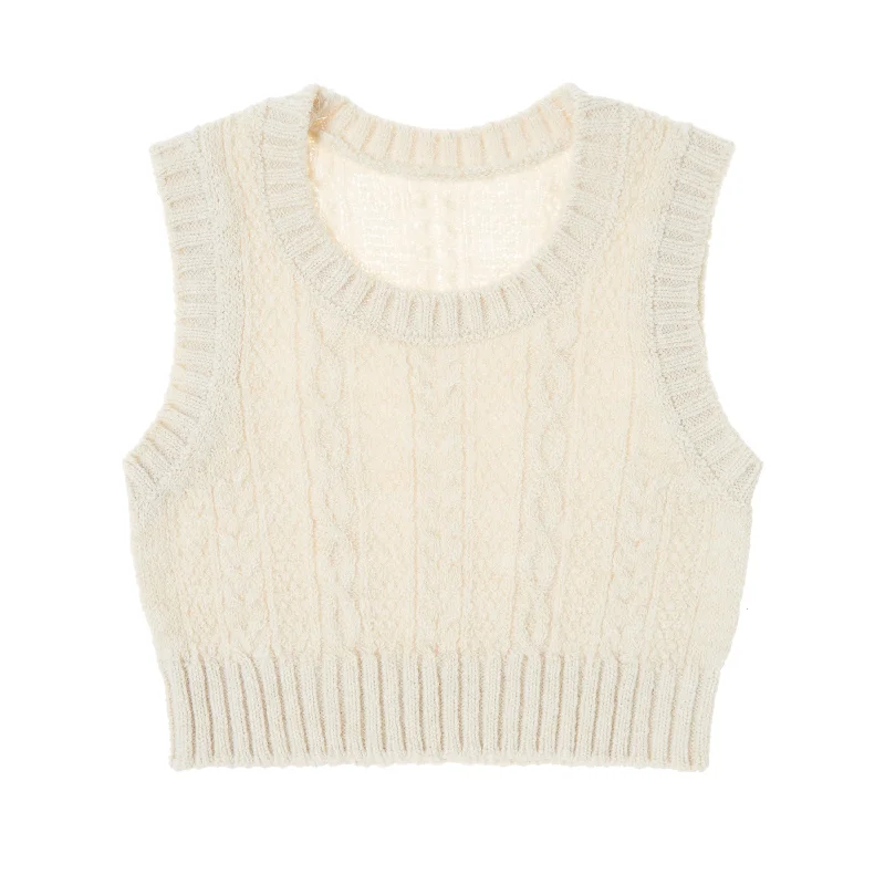 Tocoto Vintage Off White Knitted VestSheer Knit Tops