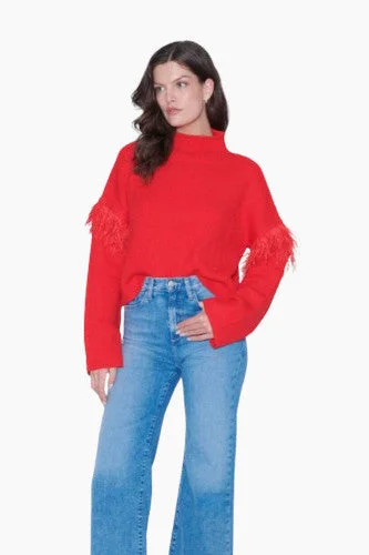 Saylor Tora Feather Sweater in Bright RedCotton Knit Tops