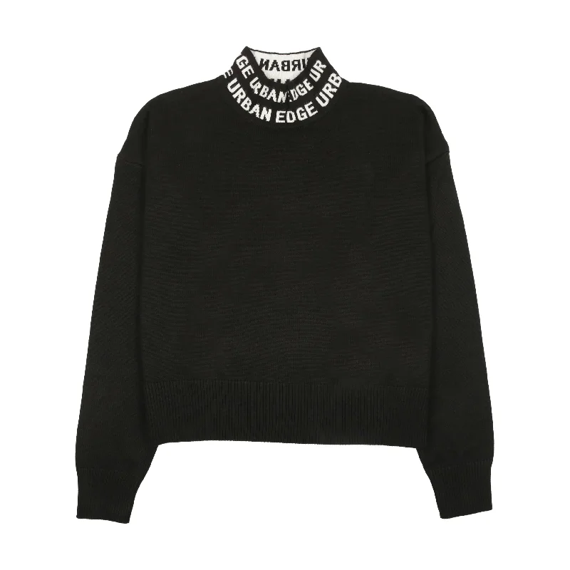 Urban Edge Black Mock Neck SweaterFitted Knit Tops