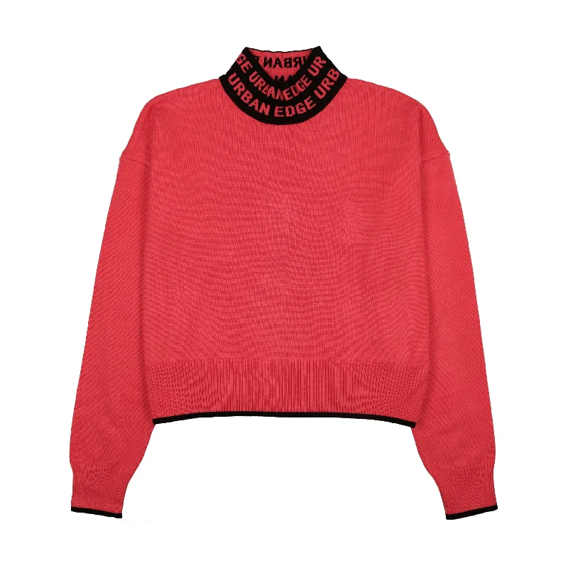 Urban Edge Hot Pink Mock Neck SweaterOff-Shoulder Knit Tops