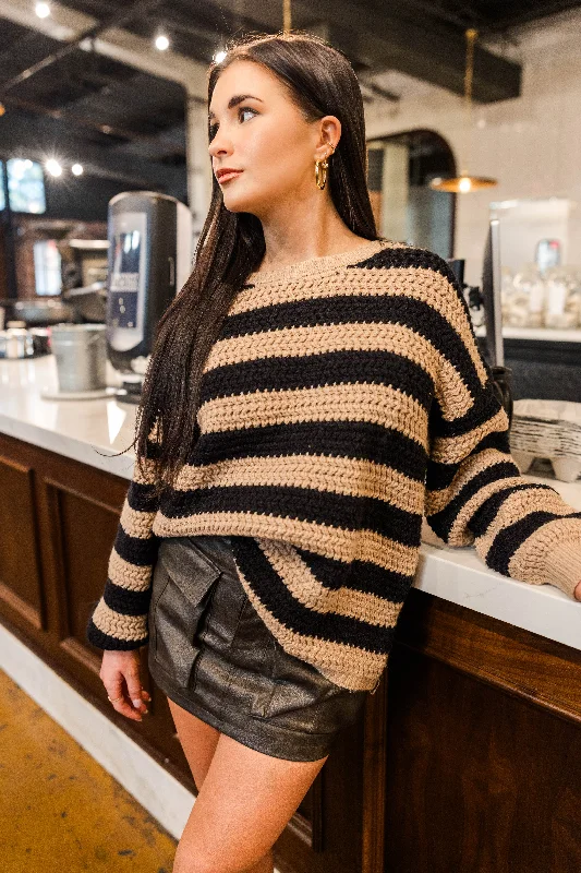 West End Stripe SweaterScoop Neck Knit Tops